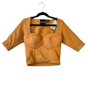 ADIDAS X IVY PARK Messa Brown Circular Bustier Knit Crop Top Size XS
